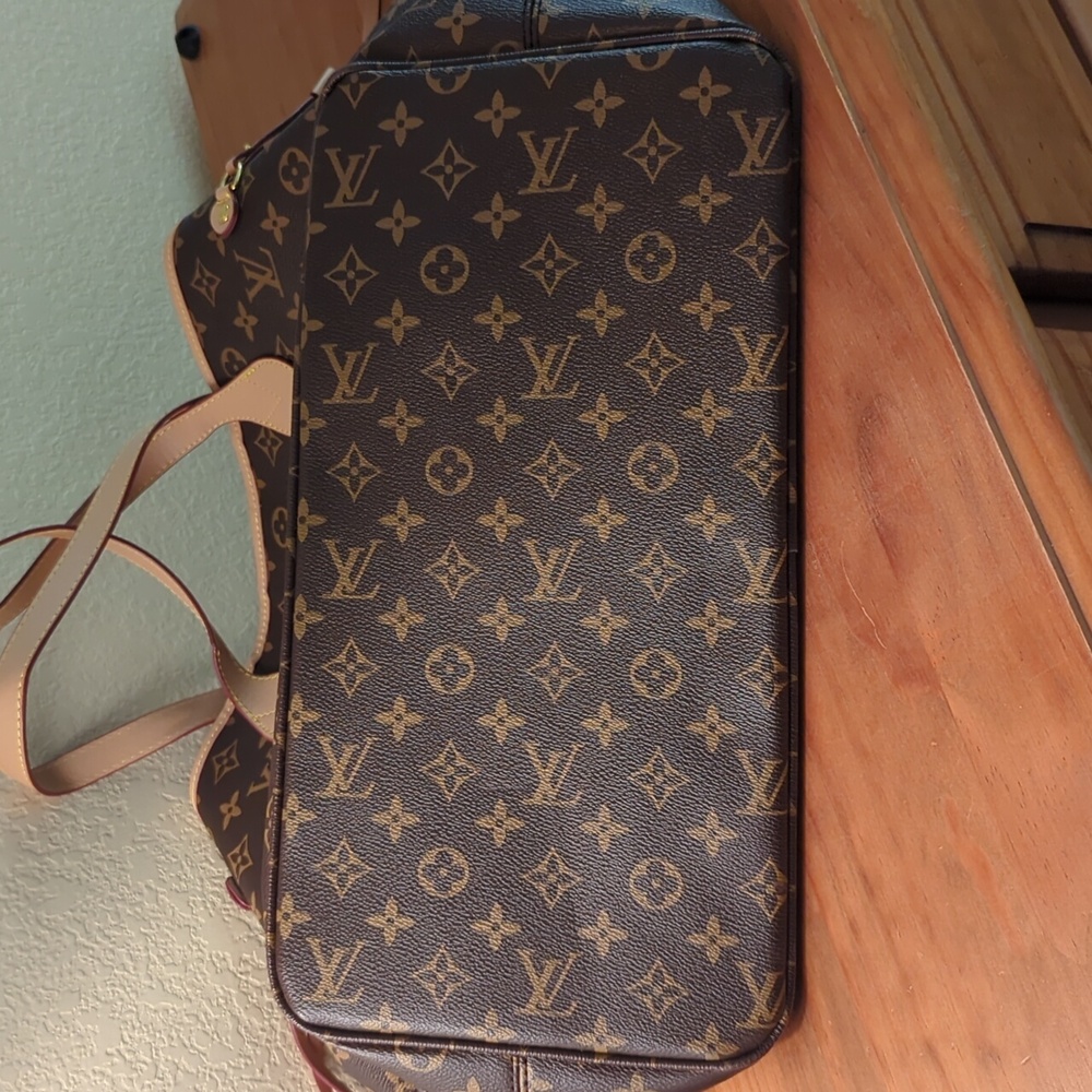 Designer Inspired Monogram Everyday Tote in Brown & Tan Length 14x12x20 - Picture 12 of 16